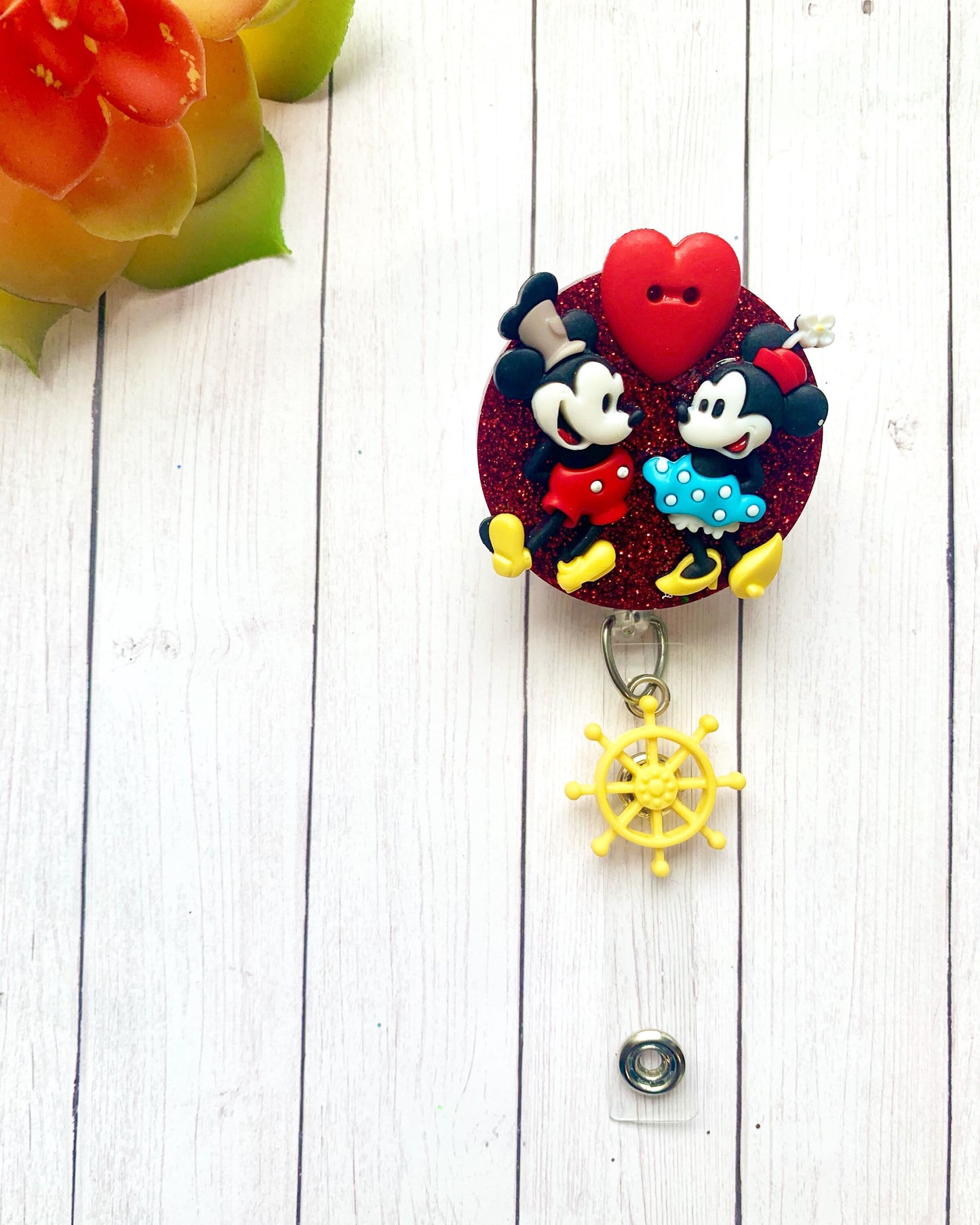Mickey and Minnie Badge Reel| Disney Badge| Mickey Badge | Minnie Badge