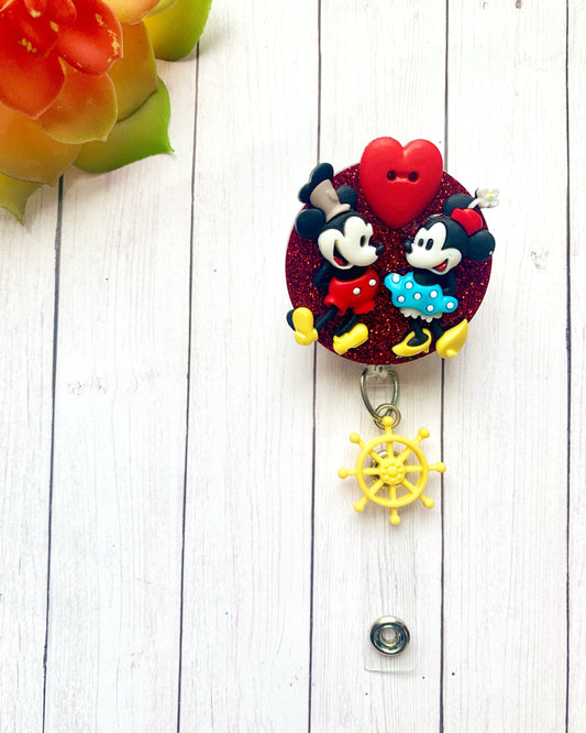 Mickey and Minnie Badge Reel| Disney Badge| Mickey Badge | Minnie Badge