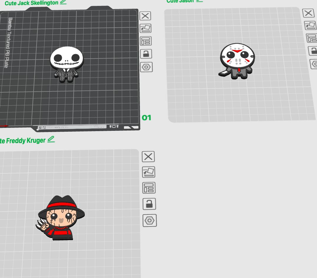 Cute Horror Badge Reels STL Bundle, only 3 files: 3D Print Jack, Jason, Freddy (Digital Download)